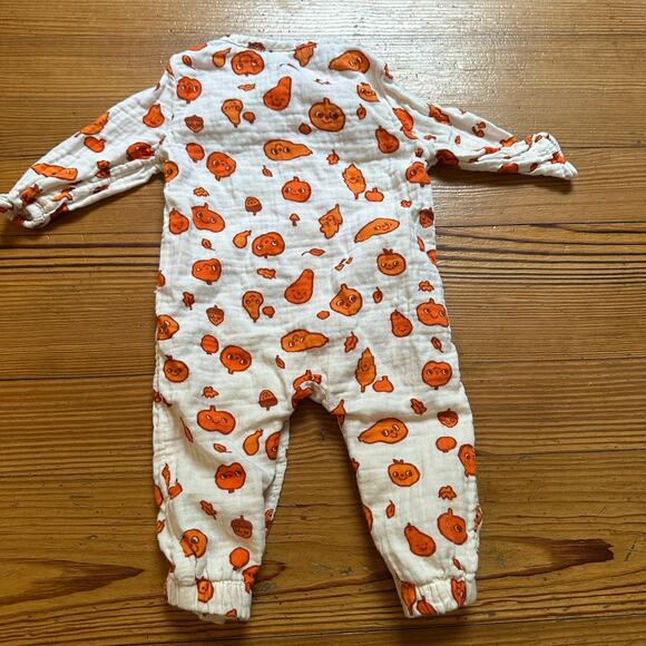 Cat & Jack white orange gourd pumpkin long sleeve pant one piece SIZE 6-9M - Picture 4 of 4
